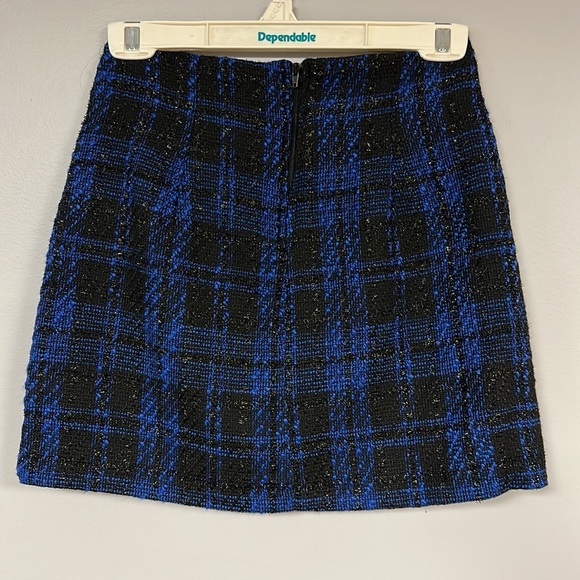 CUTE NWT So juniors blue / black tweed mini skirt size 5, with accent zipper - Picture 3 of 8